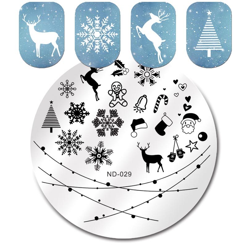 Nicole Diarty Kerst Halloween Stempelen Plaat Bloem Stempel Template Nail Art Image Plate: ND029