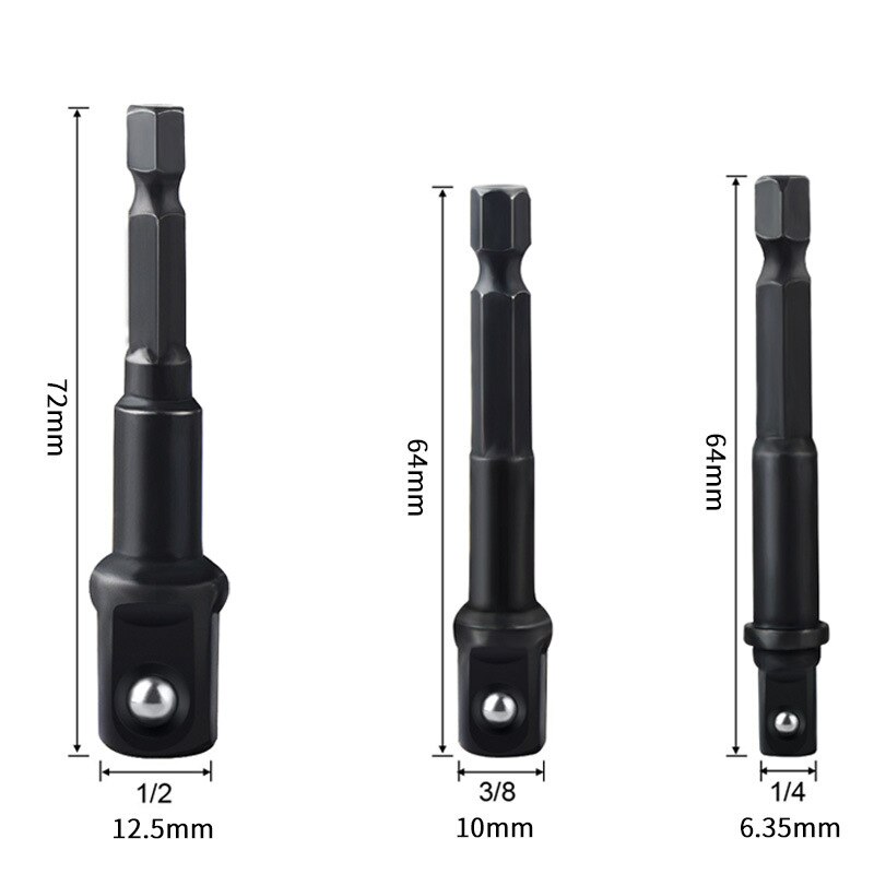 4pcs Impact Extension Socket Adapter Socket Set Extension 1/4 3/8 1/2Inch Hex Shank Drill Extension Nut Driver Sockets Hex Shank: Type2
