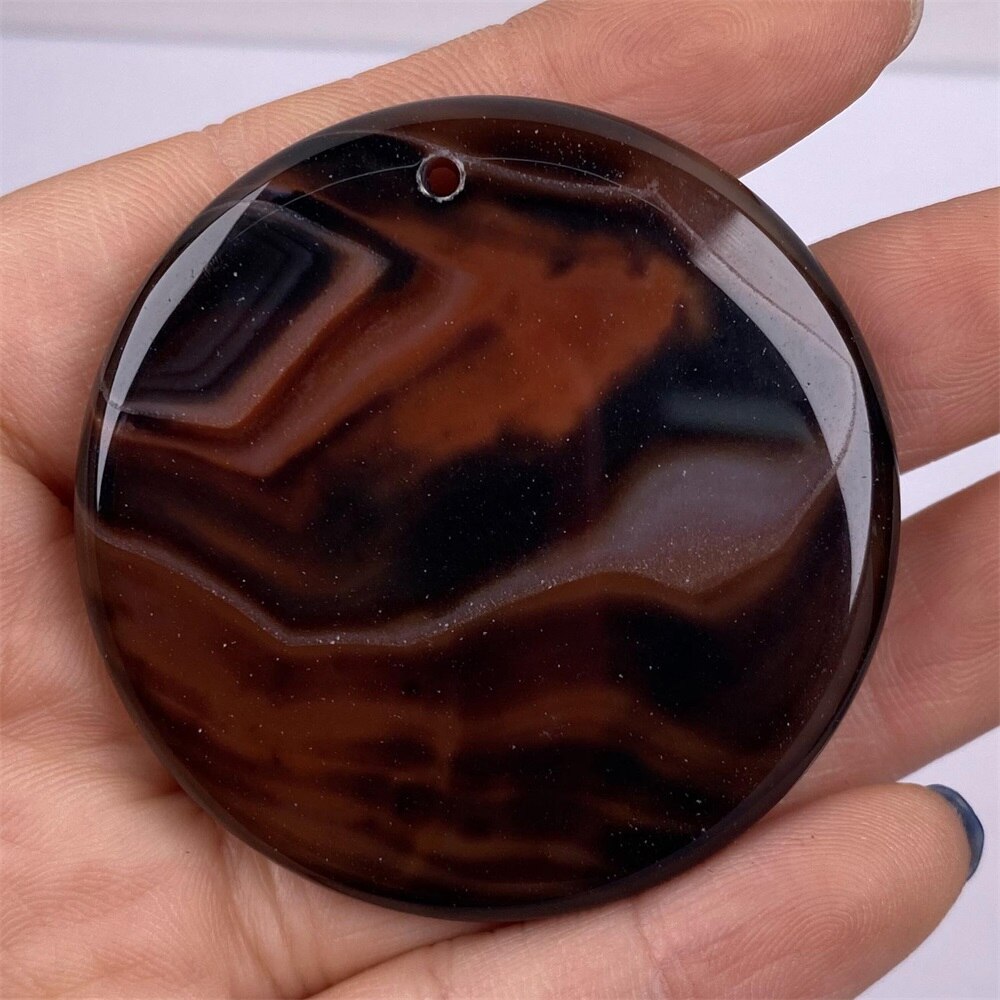 , colgante de ágatas con forma de disco de piedra Natural, colgante de ónix para hacer joyería, collar DIY de tamaño 50x50mm