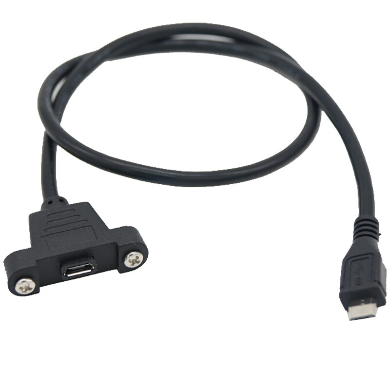 Micro Usb 2.0 Male Connector Naar Micro Usb 2.0 Vrouwelijke Verlengkabel 30Cm 50Cm Met Schroeven Panel Mount gat