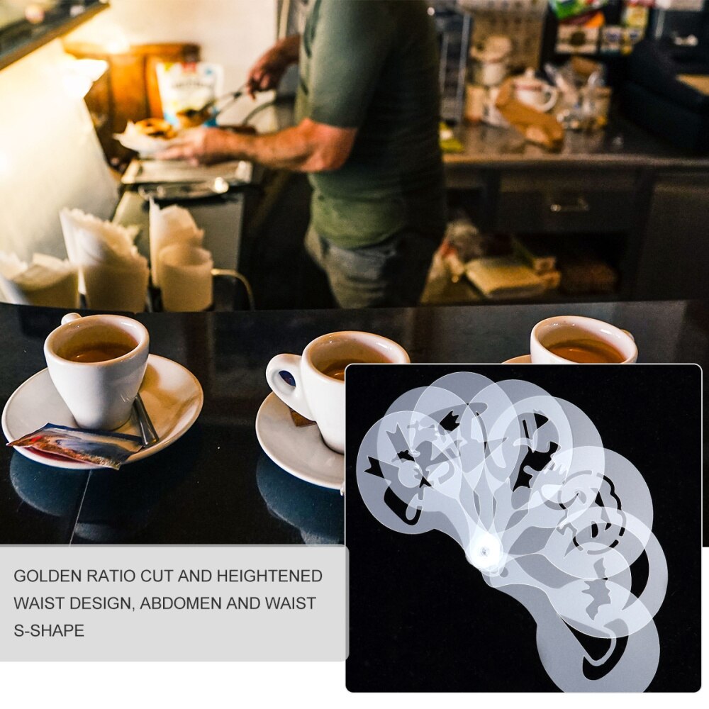 32pcs Coffee DIY Cappuccino Milk Foam Latte Stencils Printing Model for Kitchen Cafés