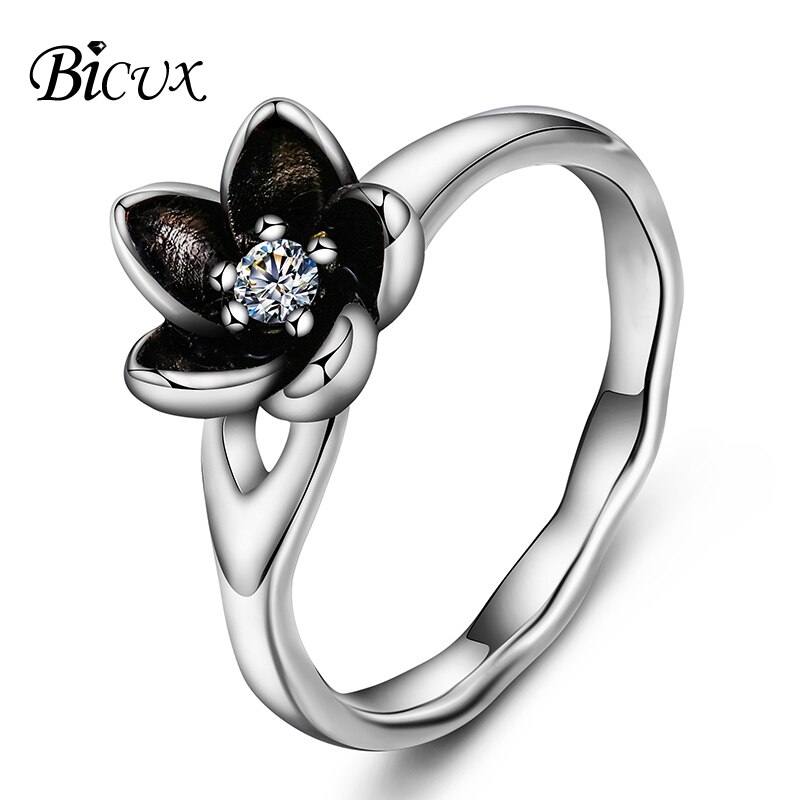 BICUX Klassische Engagement Ring 6 Claws AAA Weiß Cubic Zirkon Weibliche Frauen Hochzeit Band Ringe Schmuck