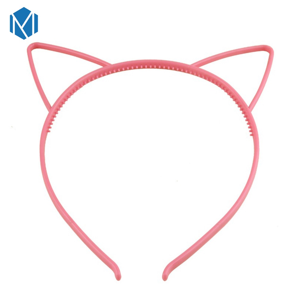 M mism 1 st tjejer katt öron pannband krondiadem prinsessa med plast djur hår band fjäril rosett tillbehör huvudbonad tjej