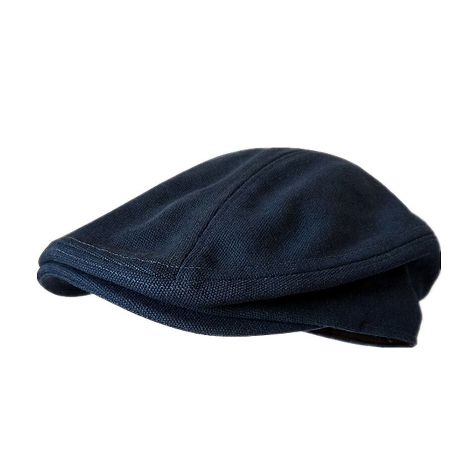 SHOWERSMILE Men Beret Hat 100% Cotton Grey Flat Caps Male Spring Solid Vintage Directors Driving Hat British Gatsby Style Hats: Navy / 56-58 cm