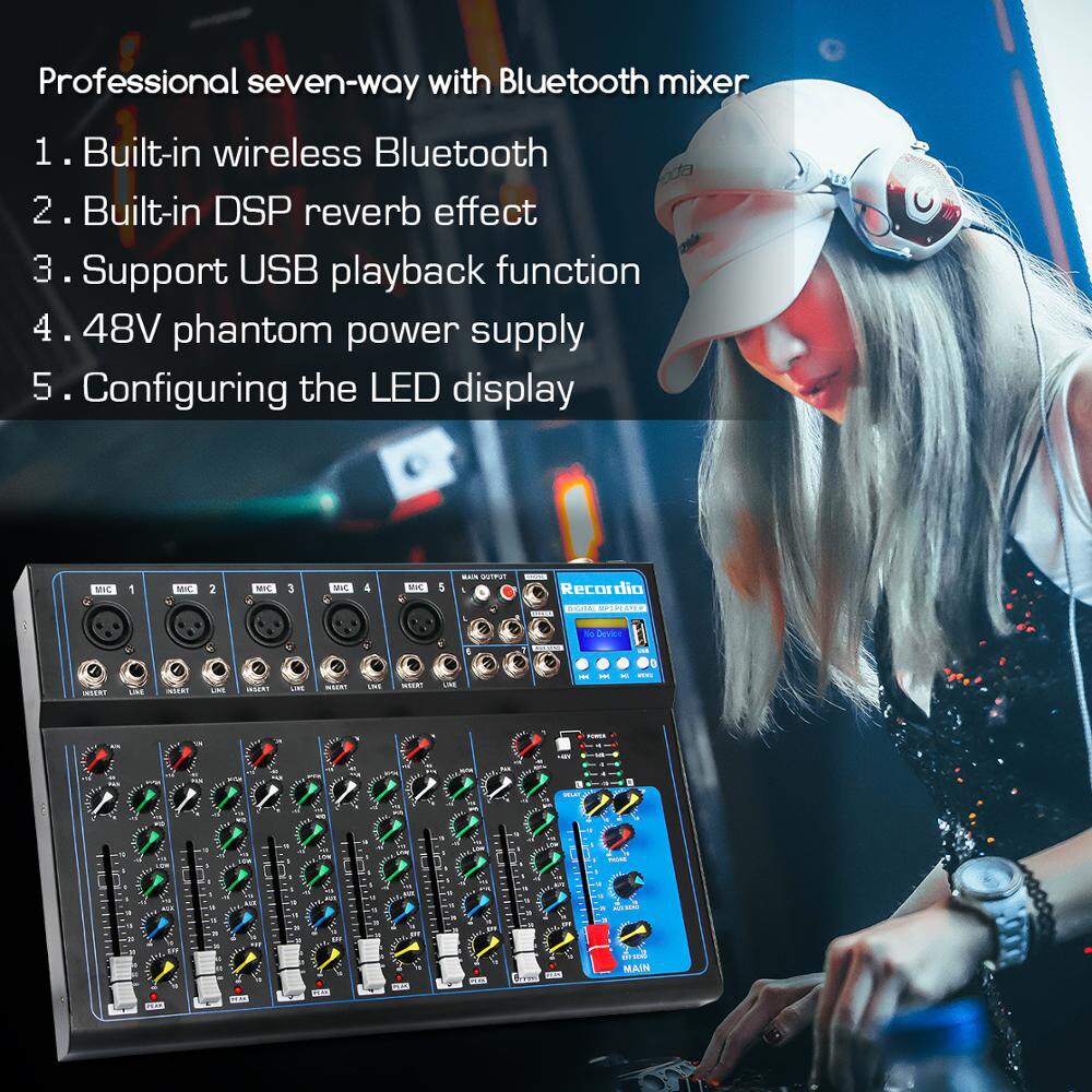 GAX-UF7/F7 USB Digital microfono Mixer Audio Console professionale Karaoke Audio Mixer amplificatore con blueteeth