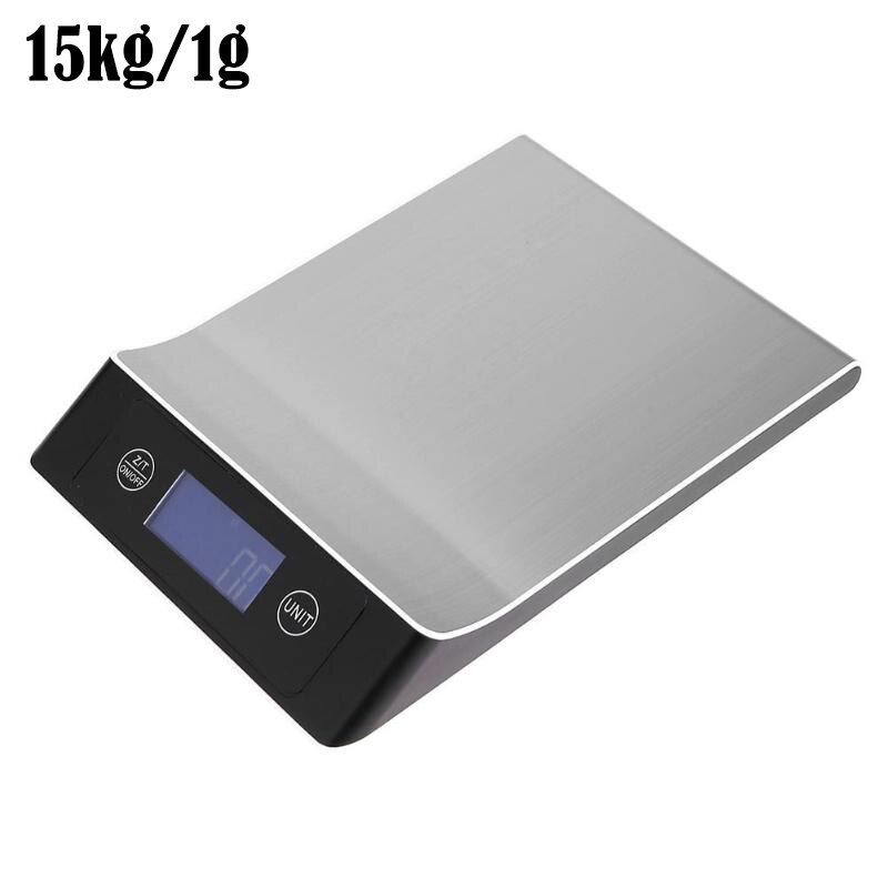 15kg/1g Electronic Kitchen Scale Digital Food Scale Stainless Steel Weighing Scale LCD High Precision Measuring Tools: 15kg x 1g