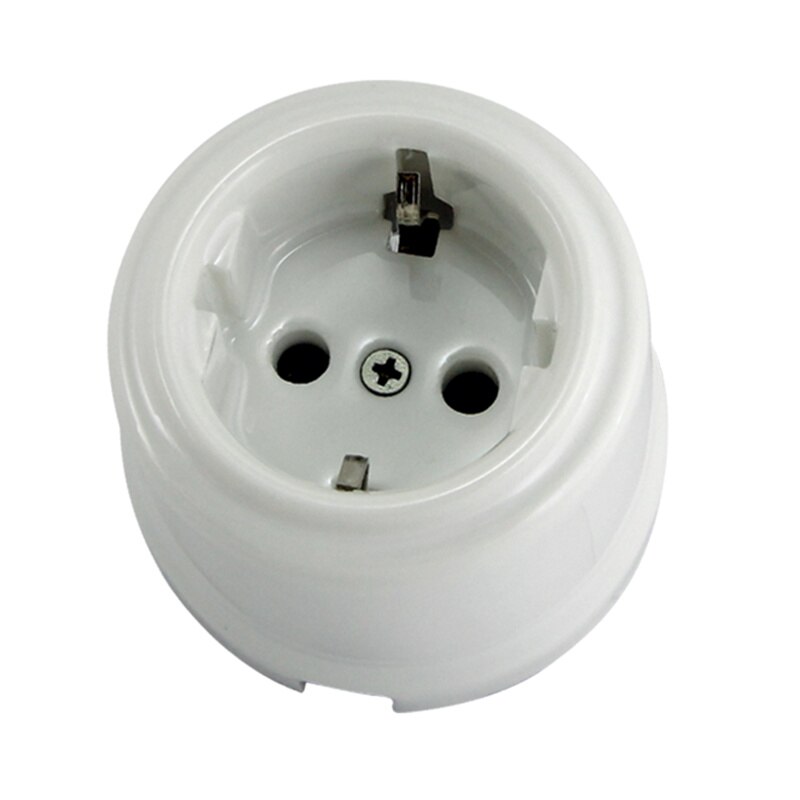 Vintage Porcelain Wall Socket Surface Mounted Germany Ceramic Socket: White