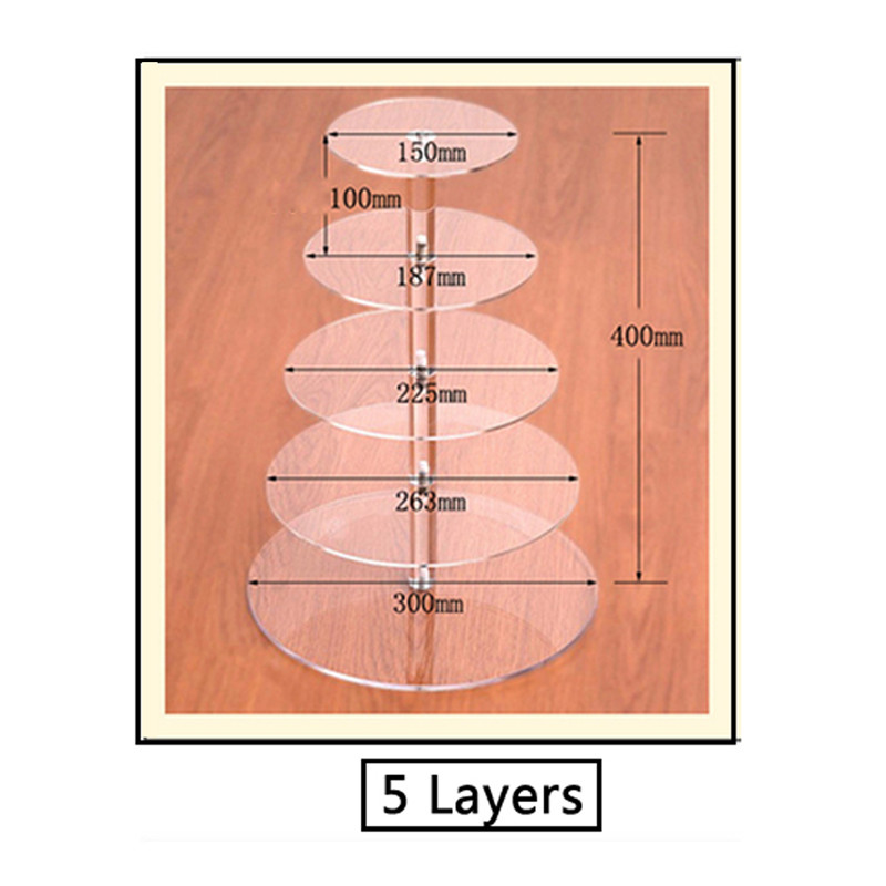 Cake Houder Ronde Acryl 3/4 Tier Cupcake Cake Stand Monteren en Demonteren Thuis Verjaardag Gereedschap Party Stands Decoratie: 5 Layers