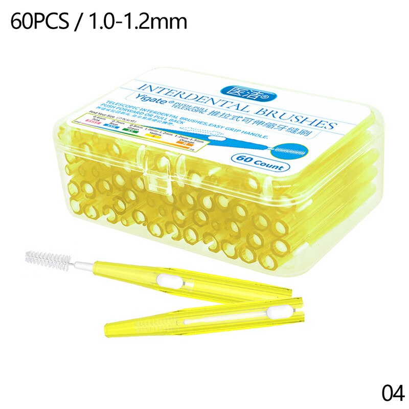 60Pcs 0.6-1.5Mm Rager Schoonmaken Tussen Tanden Push-Pull Escova Verwijdert Voedsel En Plaque Beter tanden Mondhygiëne Tool: 04
