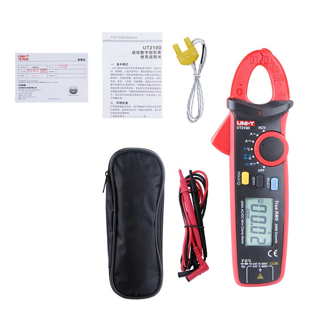UNI-T UT210E Clamp Meter Circuit Power Detection Tester Auto Range Multimeter DC/AC Current Voltage Instruments CA: UT210D