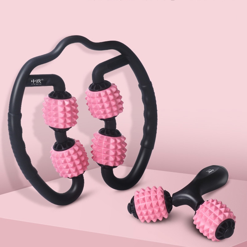 Massage Roller - 4 Wheel Foam Roller for Yoga, Pilates, Gym - Arm, Leg, Neck Muscle Tissue