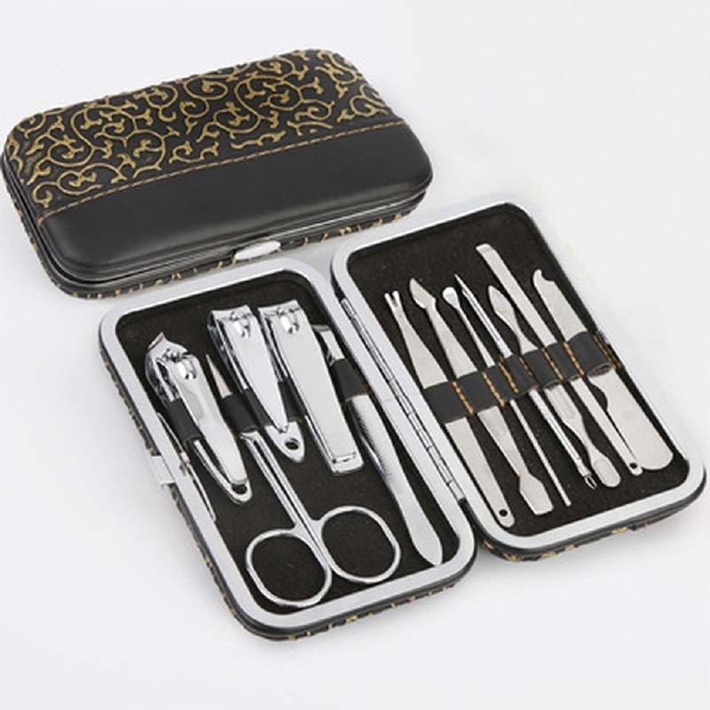 12Pcs Manicure Set En Kit Pedicure Scissor Tweezer Knife Oor Halen Utility Nail Clipper Kit, rvs Nail Care Tool Sets