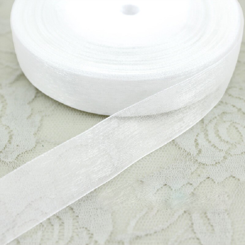 Cinta de organza blanca para envolver , cintas decorativas, (12/15/20/25/40/50mm), 50 yardas/rollo