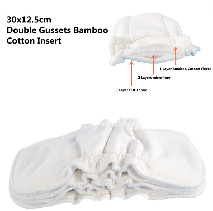 5 Lagen Doek Luier Insert Baby Doek Herbruikbare Luier Insert Wasbare Luier 1 Laag Pul Stof + 3 Lagen Microfiber + 1 Laag Bma