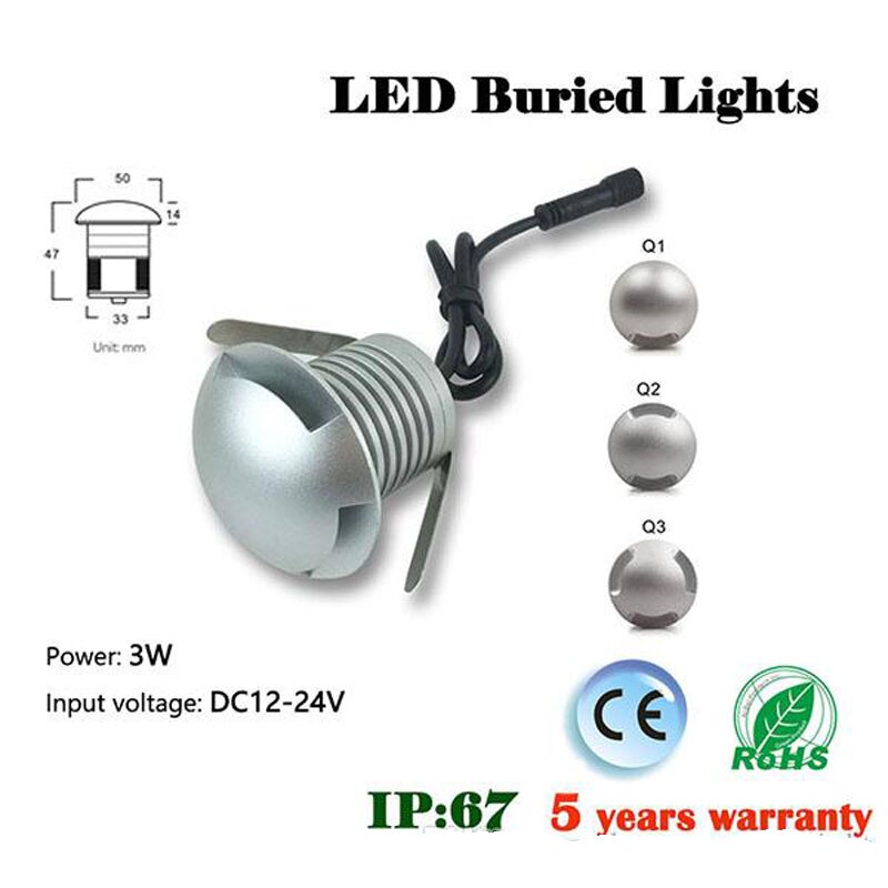 Grondspot jardim inground led-lattia terassivalot 12v 1w 3w vedenpitävät haudatut lamput kansi upotettu puutarhavalolamppu