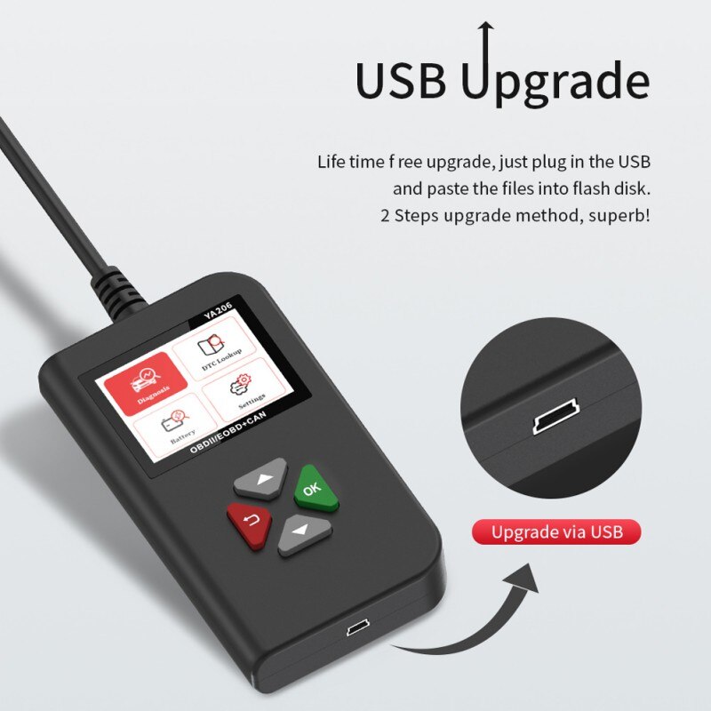 YA-206 Code Reader Car Diagnostic Tool Volledige Obd2 Scanner Check Engine Light Vehicle Code Reader