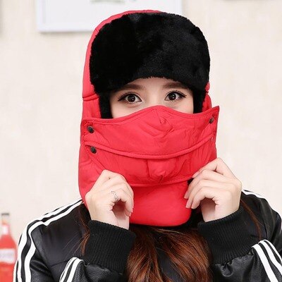 Gorros de estilo aviador para hombre, gorros de estilo aviador de invierno, de color sólido, con hueso más grueso, sombrero de nieve ruso, con solapa para las orejas, gorro de lei feng, novedad de: red