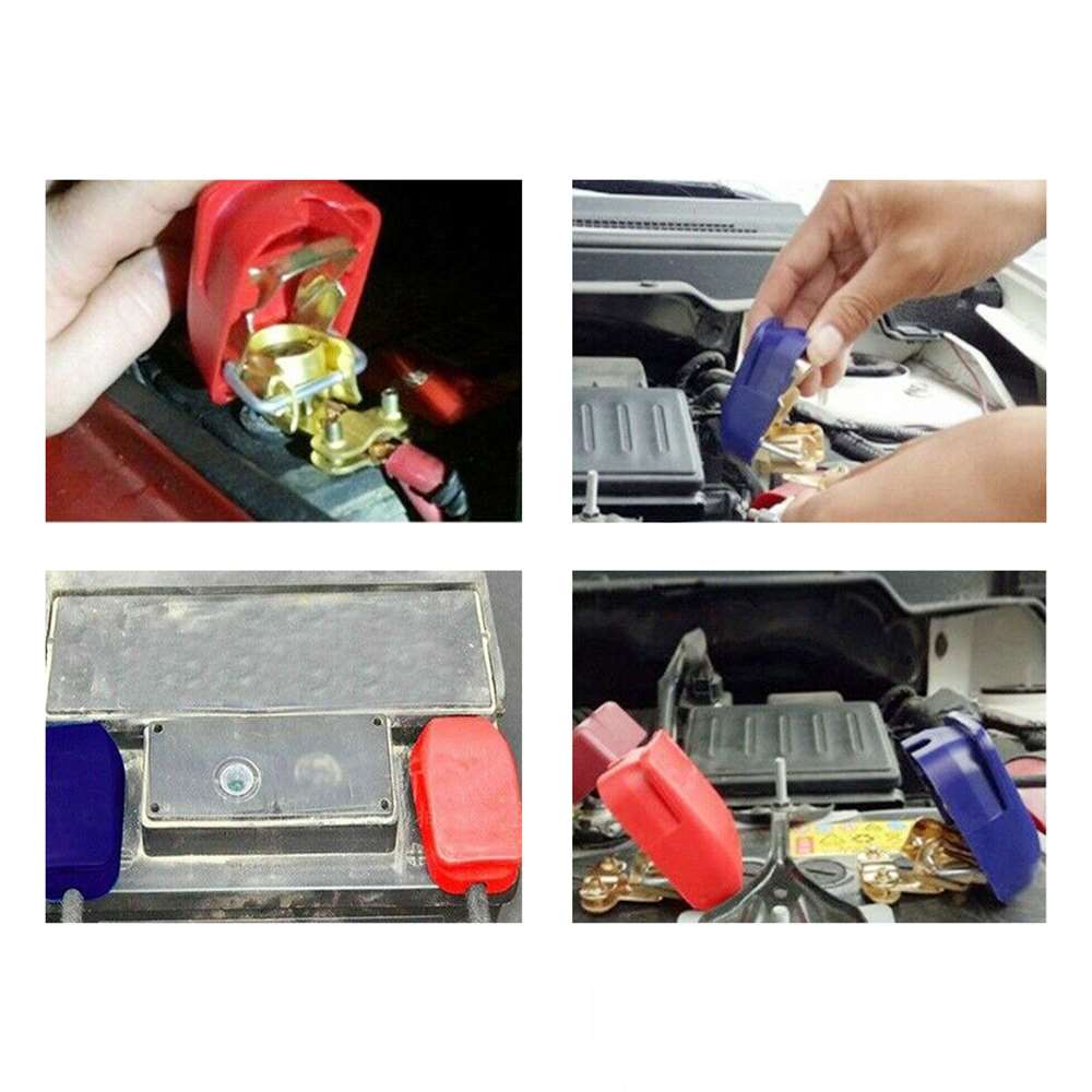 Car Boat Battery Terminal Connector Clamp Clip Negative Positive Blue Red Cover