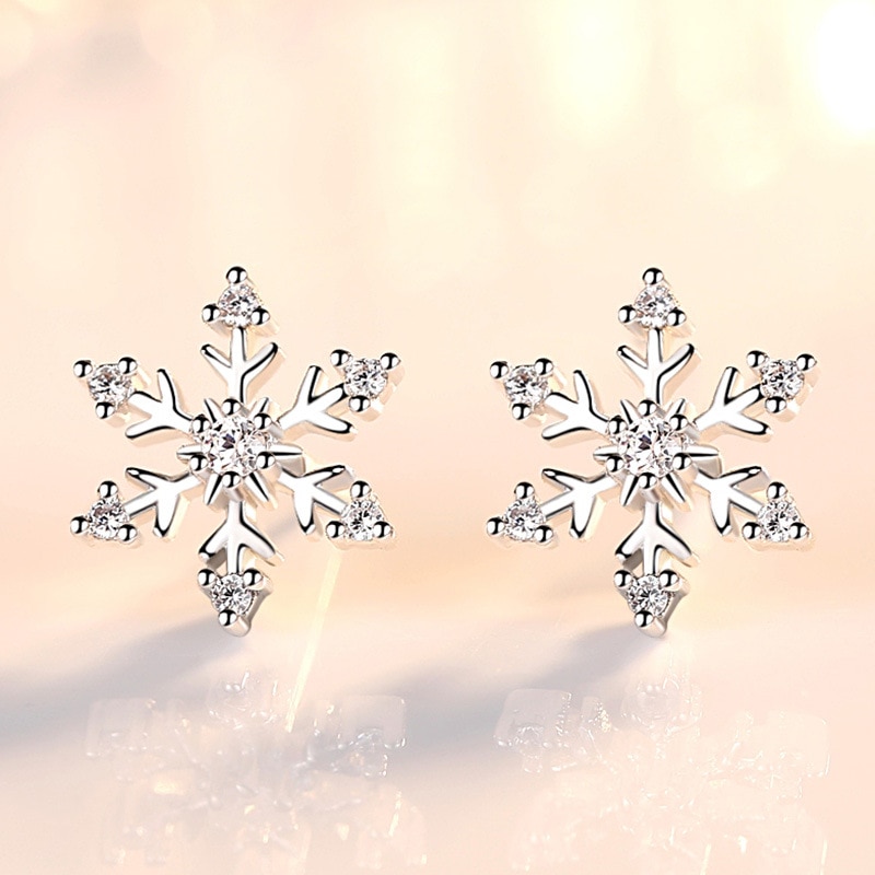 Mode Sneeuwvlok Zirkoon Oorbellen Luxe Shiny Rhinestone Crystal Stud Oorbellen Voor Vrouwen Meisje Partij Sieraden Christmas
