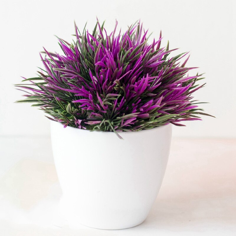 1pc Artificial Plant Bonsai Simulation Plastic Small Tree Pot Plant Potted Ornaments for Home Tabl Decoration Hotel Garden Decor: FWC purple red