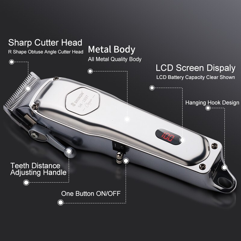 SHINON Retro Oil Head Electric Trimmer Clipper Metal Body Hair Salon Carving Gradient Fader Hair Cutter Cutting