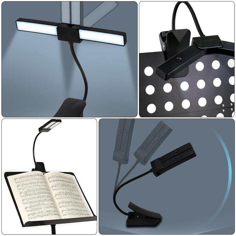 1pc LED Music Stand Light USB Charging Piano Clip Lamp Foldable Night Lamp Rechargeable Foldable Spectrum Clip Lamp