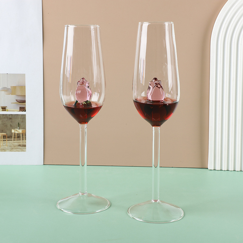 Håndblæste rosérødvinsglas 7.4/10/22oz krystalvinsglas med lang stilk vandcocktail highballglas barglas