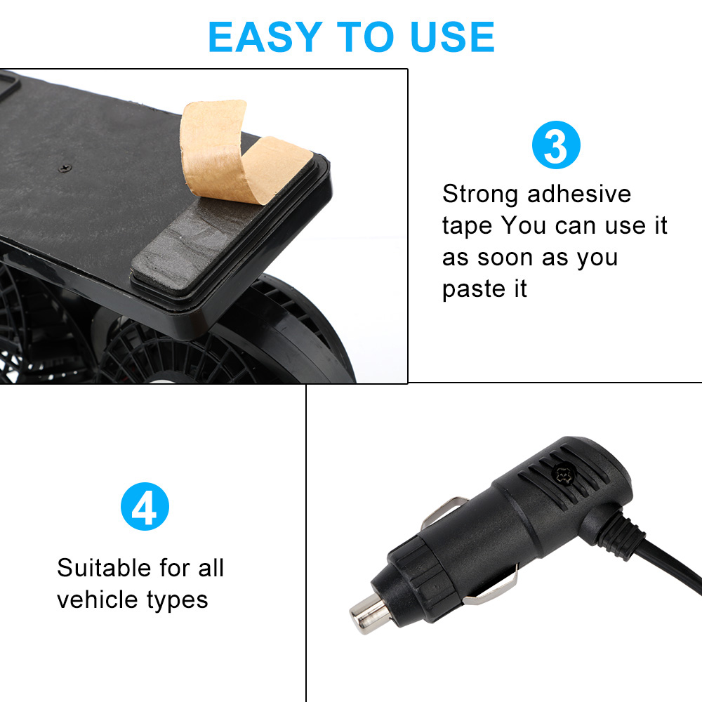 Dual Head Low Noise Radiator Fan 360 Degree Rotating All-Round 12V/24V Electric Fan Adjustable for Auto Car Air Cooling Fan