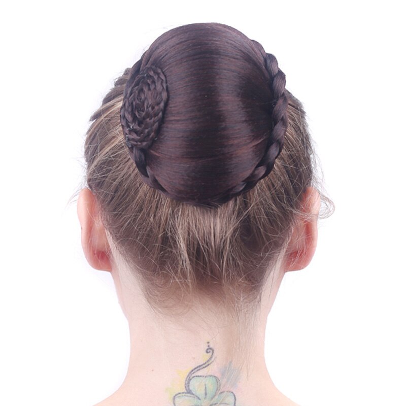 Jeedou-moño de pelo sintético de gran tamaño, cubierta de corona de estrella de diamante, moño trenzado de Color negro Natural para peinados Vintage