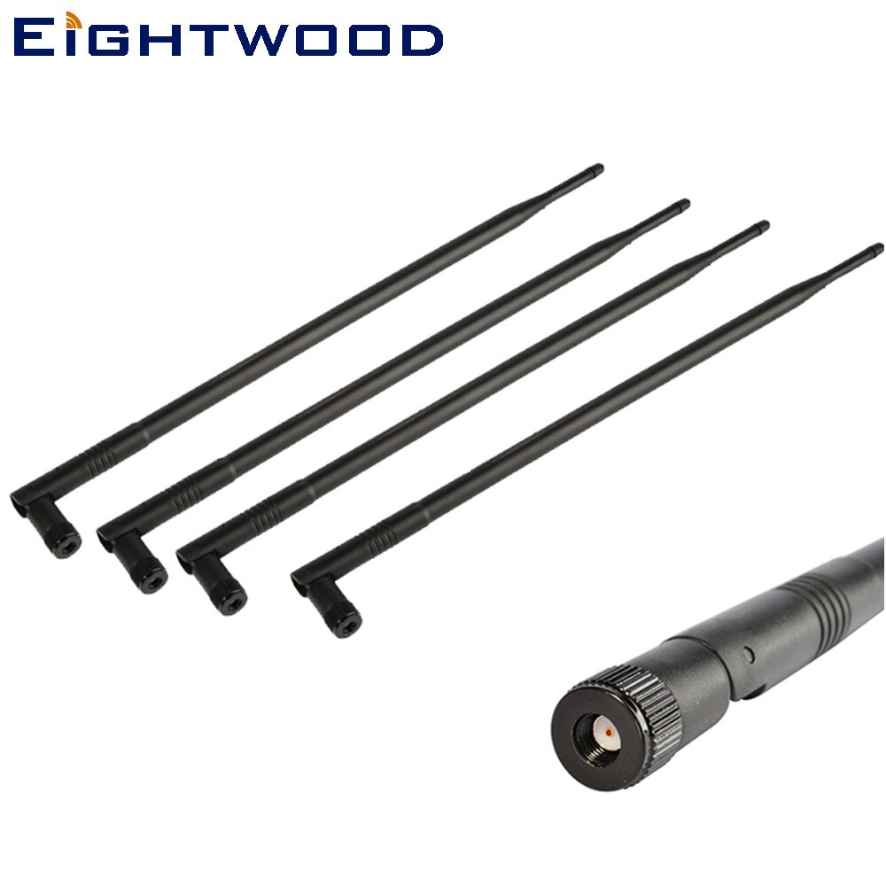 Eightwood 2.4GHz Omnidirectional Rubber-duck WiFi Antenna RP-SMA for Routers Asus RT-AC66U RT-N66U RT-N66W RT-N16 RT-AC 4-Pack