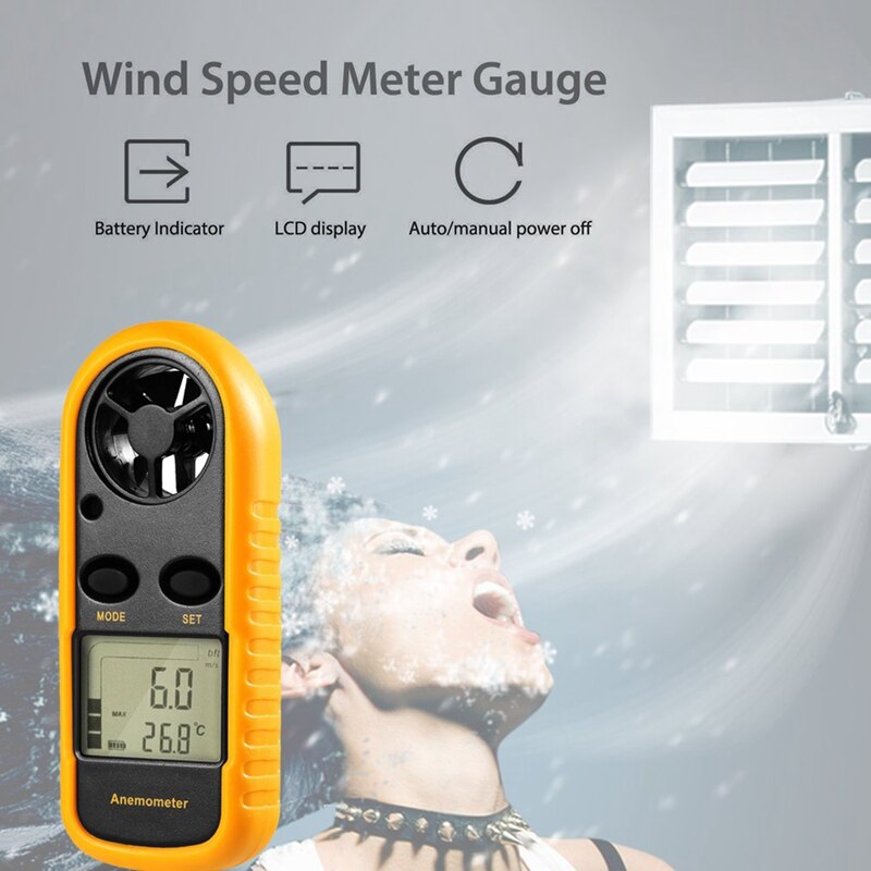 Gm816 Digitale Handheld Anemometer, Pocket Digitale Anemometer Met Lcd-scherm Voor Meten Windsnelheid, Temperatuur En Wind Chi