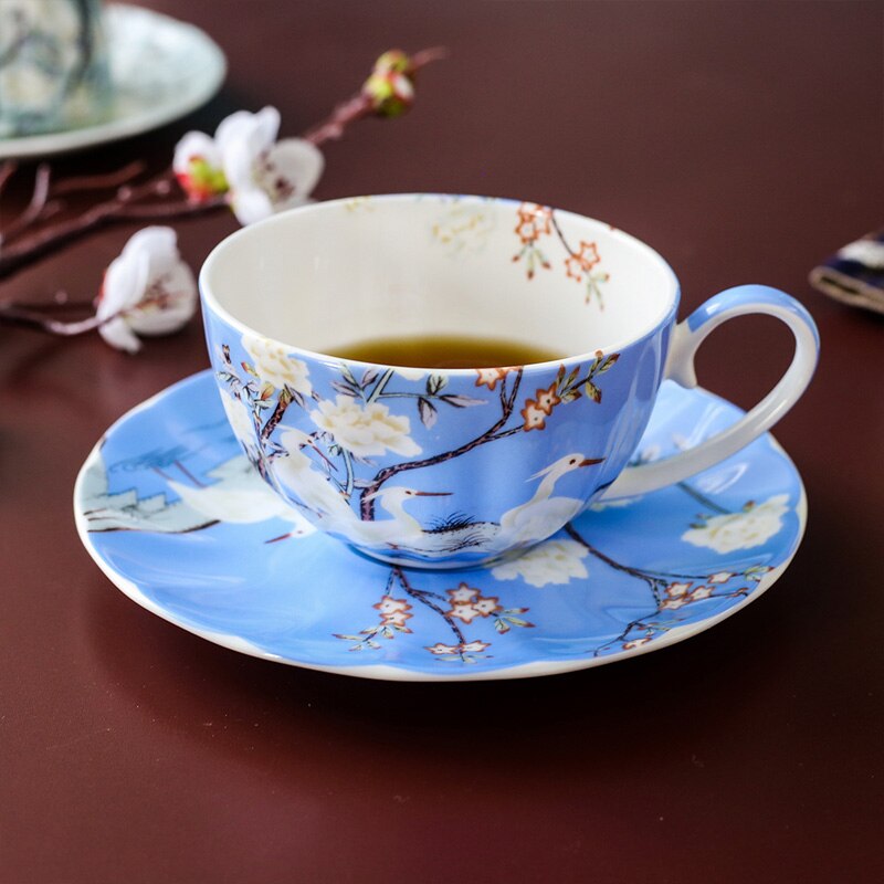 YBK Tech Set Da Tè In Ceramica Bone China Verde Pavone: Teiera 350ml, Tazza E Piattino Per Colazione - 2