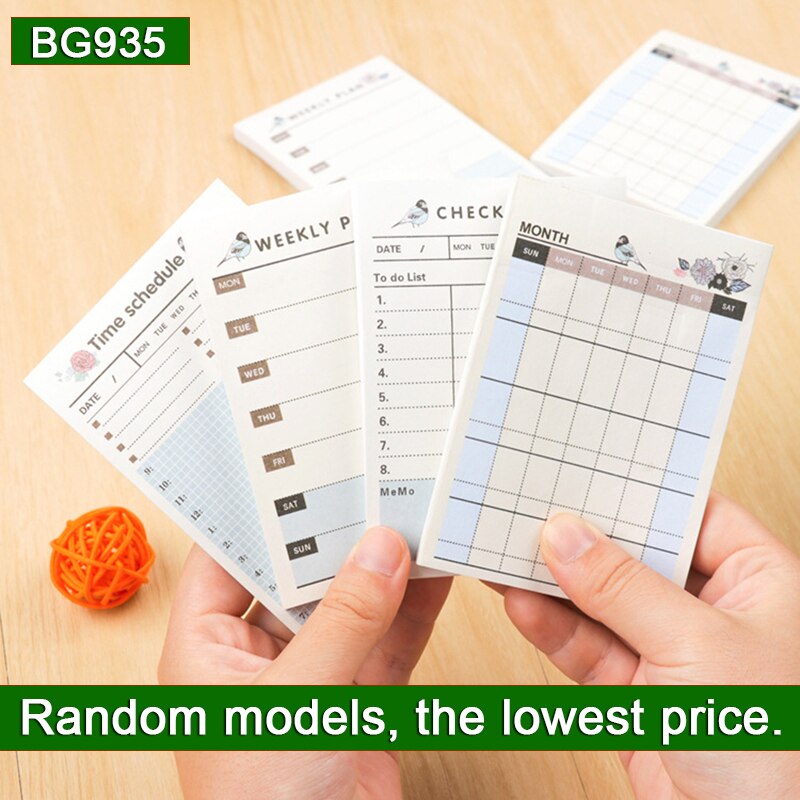 1 Pcs Time Schedule Checklist Weekly Plan Month Four Styles Are Available 58-60 Sheets 101 * 72 * 7mm Student Office Notes Paper: Random