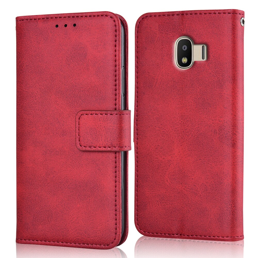 Op Galaxy J4 Wallet Case Voor Samsung Galaxy J4 J400 J400F SM-J400F Cover Phone Bag Voor Samsung Galaxy j4 Case: niu-Red