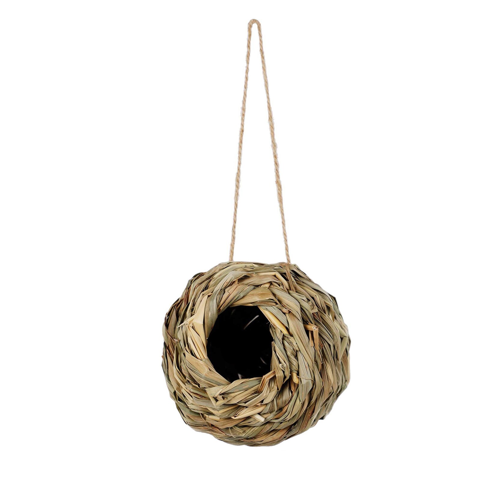 Bird Grass Hut, Hand Woven Birdhouse Nest Handmade Woven Flat Base