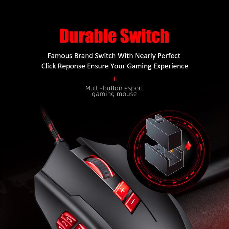 Mouse per Computer Gamer Mouse da gioco ergonomico gioco cablato USB Mause Mouse silenziosi da 5500 DPI con retroilluminazione a LED pulsante 17 per PC portatile