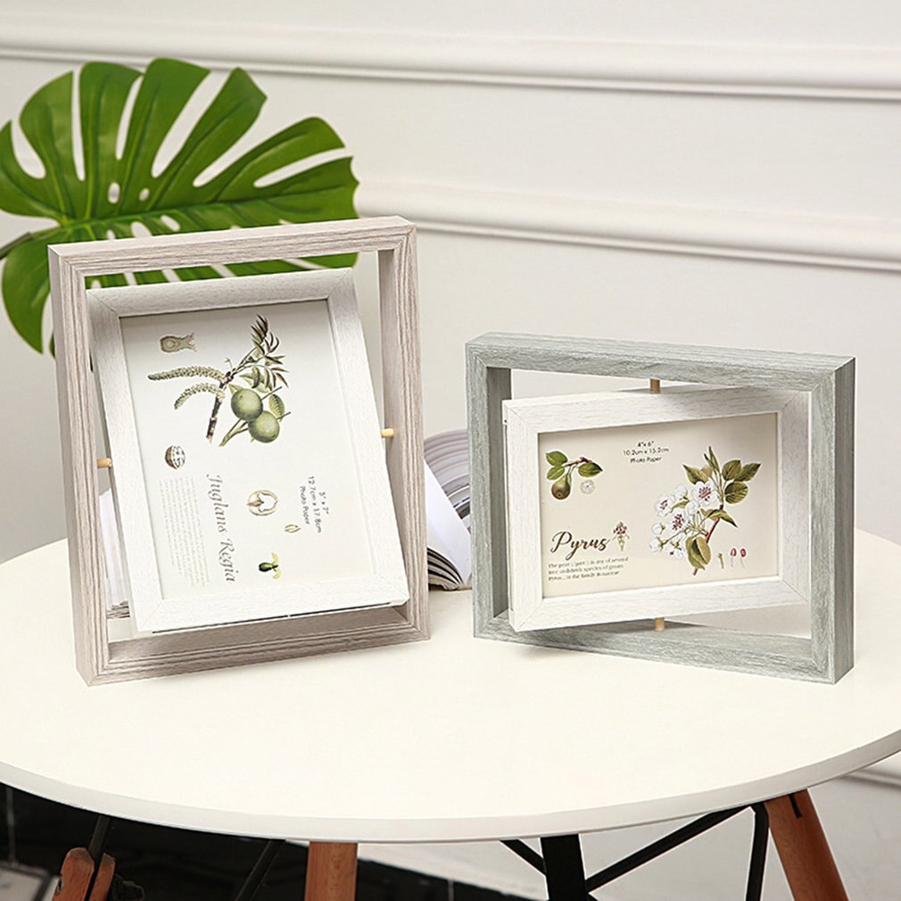 Dichtheidsbord glas dubbelzijdig draaibaar fotolijstje persoonlijkheid instelling eenvoudig schattig bureau fotolijstje