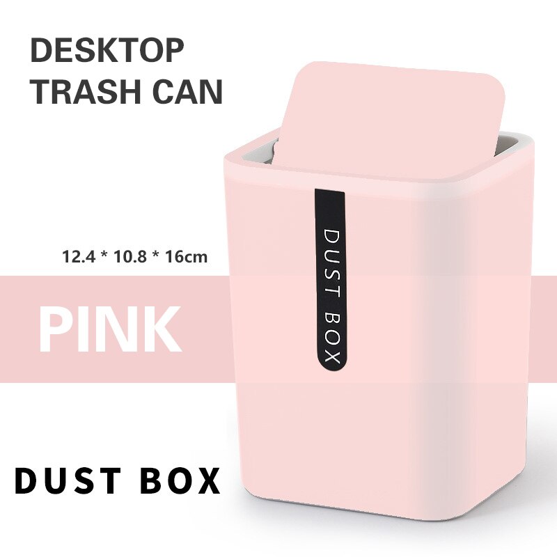 Papelera para escritorio, Mini papelera pequeña para el hogar, mesa, caja de barril, oficina, cesta de almacenamiento para baño, cocina, cubo de basura: pink