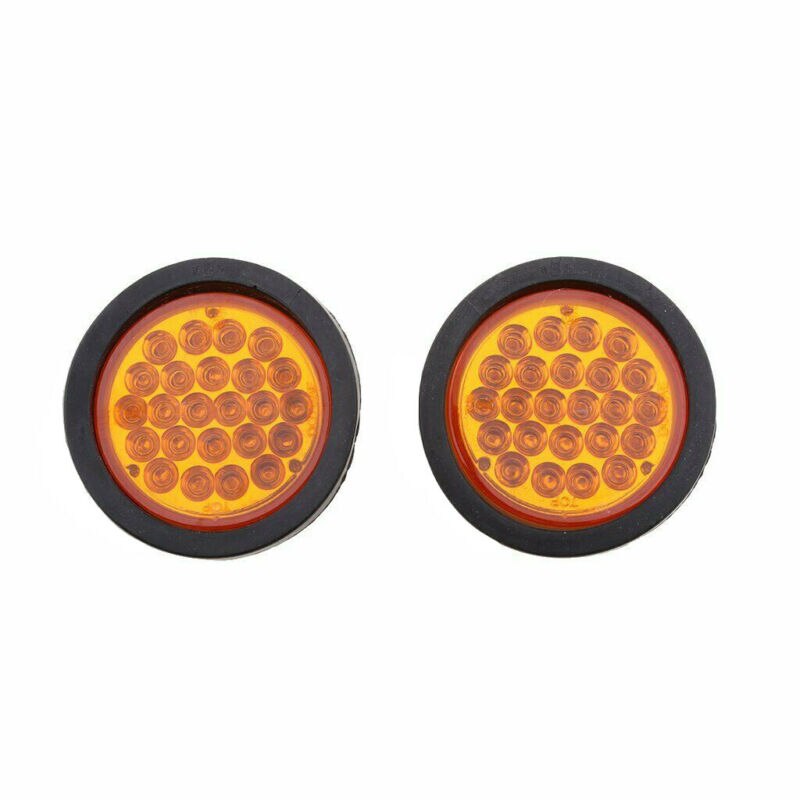 2pcs Super Bright 12V 12W 24LED Amber 4Inch Round Stop Tail Turn Signal Light Truck Tractor Trailer Watertight Sealed Decoration