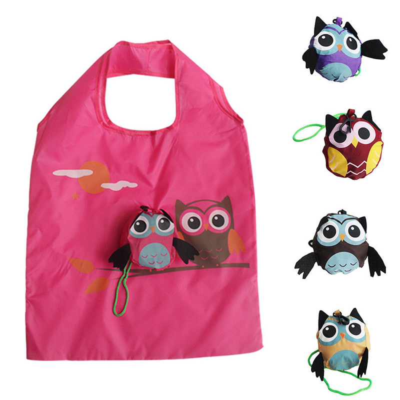 Foldable Animal Owl Shape Folding Shopping Bag Eco Friendly Ladies Reusable Tote Bag Portable Travel Shoulder Bag