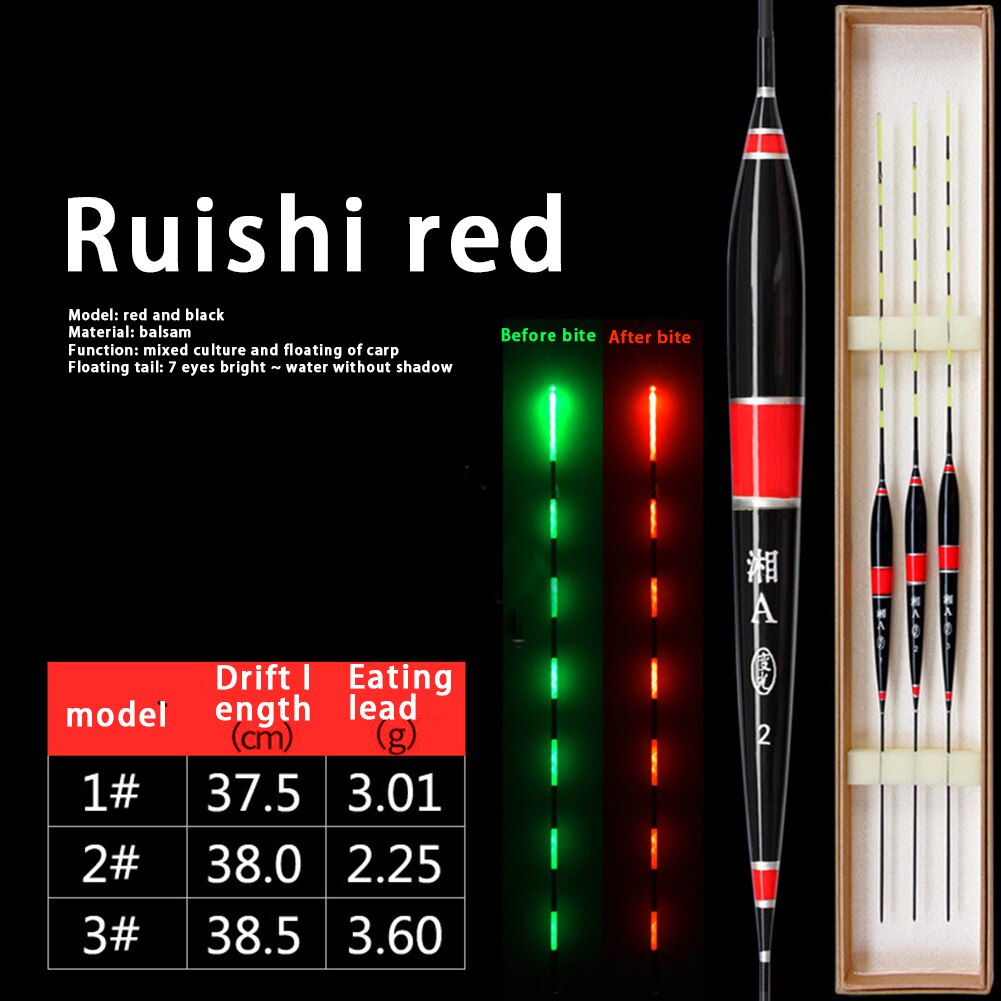 1pcs Smart Fishing Float LED Night Light Bite Color Change Alarm Fish Bait Balsa Wood Electronics Floats Fishing Tackle Tools: Red