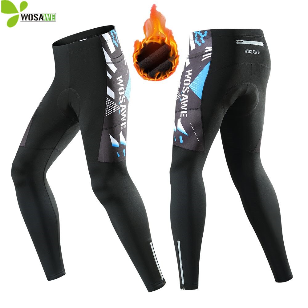 WOSAWE zimowe wyściełane męskie spodenki na wioślarz wiatroszczelne rowerowe sportowy jeździeckie legginsy odzież termiczne polarowe obcisłe ciepłe spodnie rowerowe