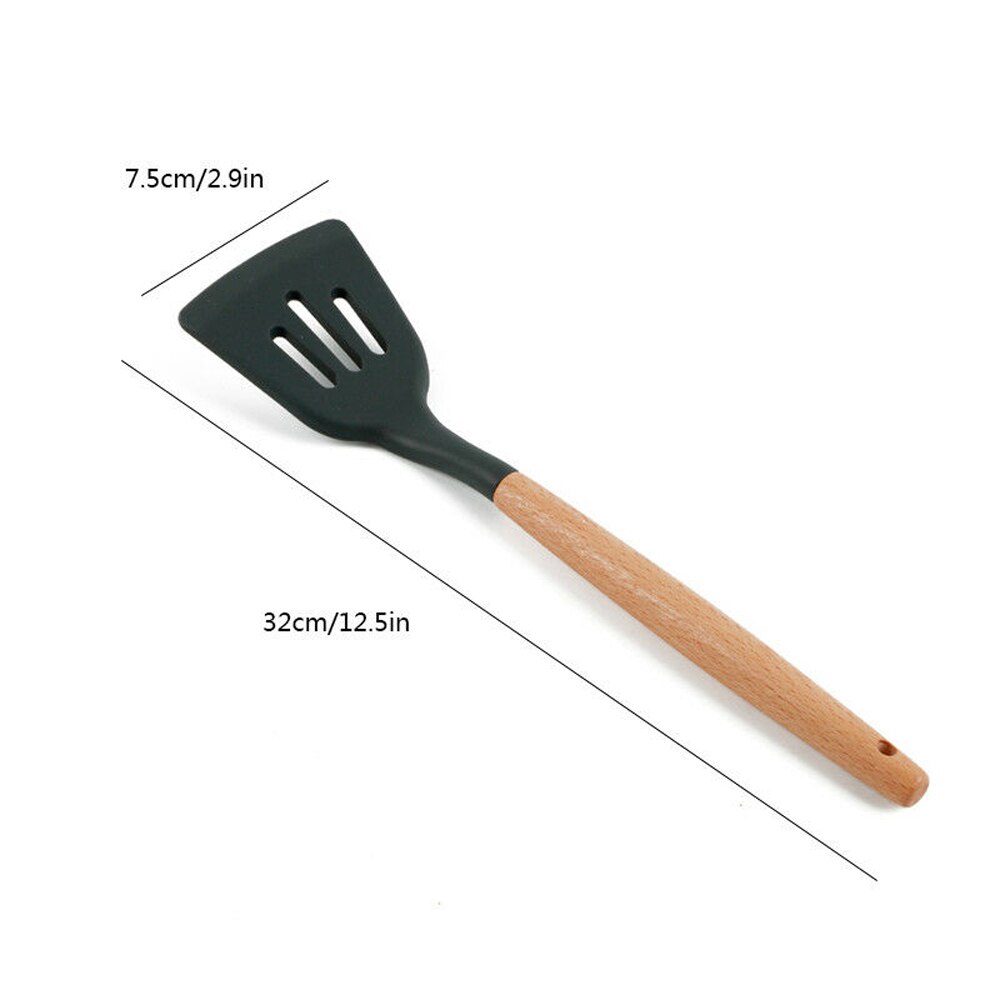 Multiple Style Wooden Handle Silicone Spatula Soup Spoon Fork Colander Shovel Cooking Utensils Kitchen Tool Suit Exquisite: Shovel