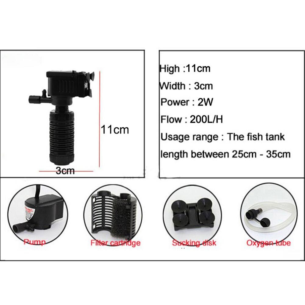 Small Round Cylinder Fish Tanks Mini Filter Water Purifier 3 In 1 Ultra-Quiet Aeration Pump