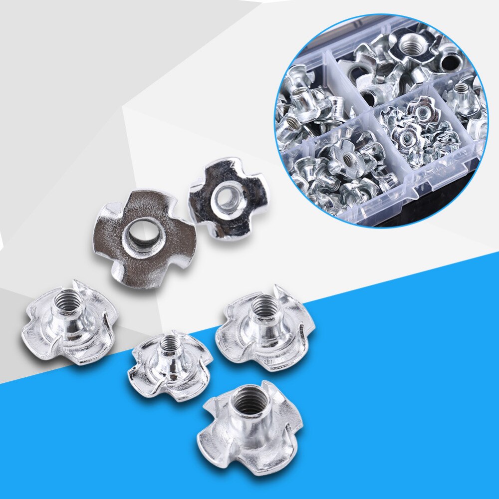 120pcs Four-needle Blind Rivet Nuts For Wood M3, M4, M5, M6, M8