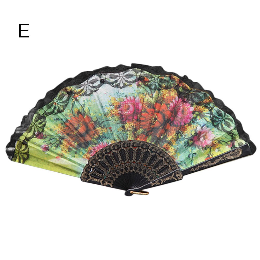 Chinese Stijl Kant Hand Held Folding Fan Dance Party Wedding Decor: E