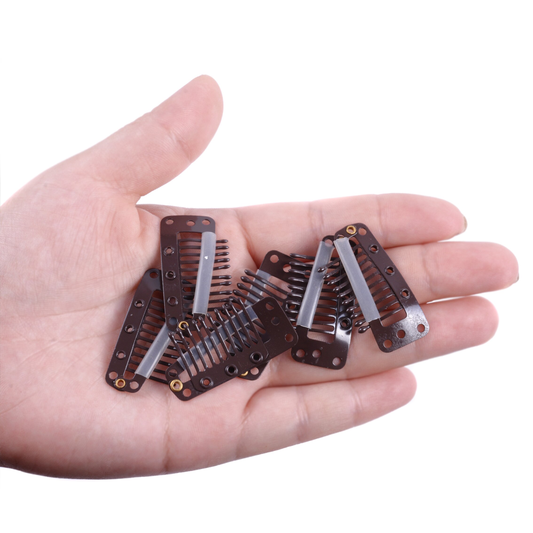 20 stücke 10-Zähne Snap-Kamm Perücke Clips Mit Gummi Für Haar Verlängerung Haar Snap Clips Weben Toupet clips Styling Werkzeuge