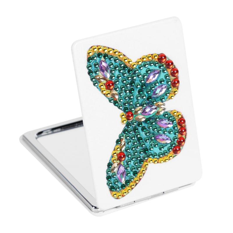 5D bricolage diamant peinture miroir Mini poche femmes fille maquillage miroir papillon strass diamant broderie miroirs: 07