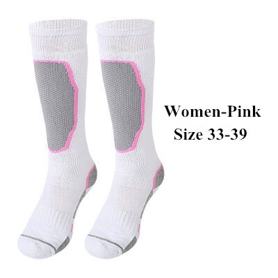unisex Kompression Thermische Socken Knie Hohe Athletisch Laufen FußBall Verdickung Elastische Strumpf Winter Wandern Warme Lange Socken: Frauen Rosa