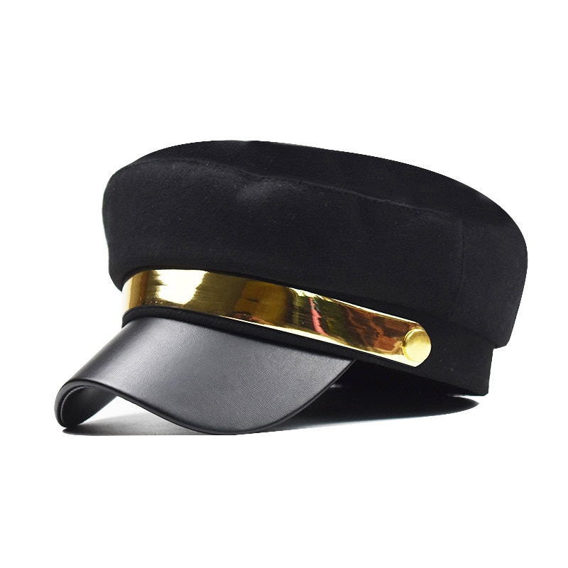 Boina de para mujer, sombrero octogonal de metal con visera, sombrero de pintor retro británico, gorros de para mujer, Otoño e Invierno